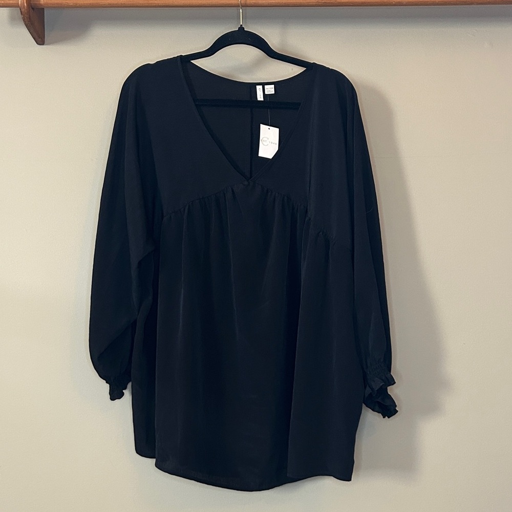 Women's Black V-Neck Blouse by Cato